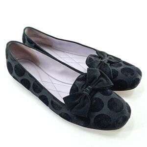 Johnston and Murphy Black‎ Velvet Polka Dot Flats